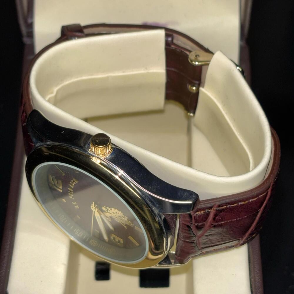 U.S. Polo Assn. Men's Brown Dial Watch with Gold-Tone Bezel In Gift Box - Picture 5 of 9